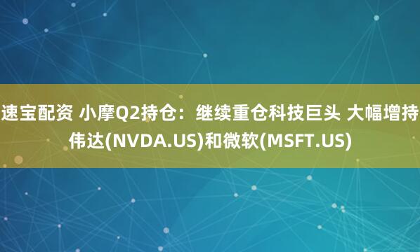 易速宝配资 小摩Q2持仓：继续重仓科技巨头 大幅增持英伟达(NVDA.US)和微软(MSFT.US)