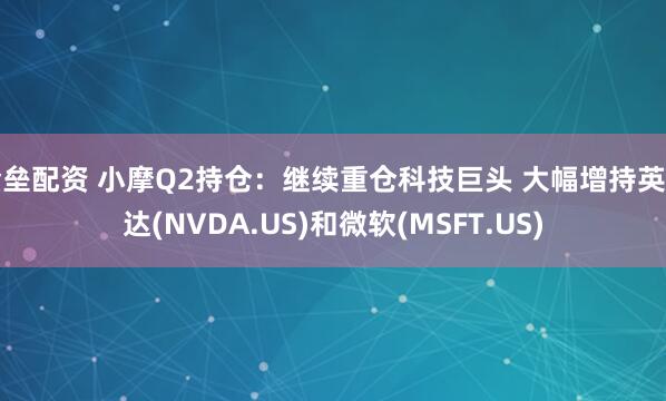 金垒配资 小摩Q2持仓：继续重仓科技巨头 大幅增持英伟达(NVDA.US)和微软(MSFT.US)