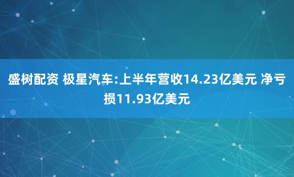 盛树配资 极星汽车:上半年营收14.23亿美元 净亏损11.93亿美元