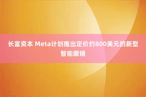 长富资本 Meta计划推出定价约800美元的新型智能眼镜