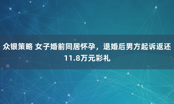 众银策略 女子婚前同居怀孕，退婚后男方起诉返还11.8万元彩礼